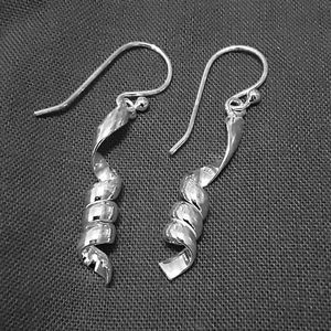 Silver Twisted Curly Spiral Dangle Earrings